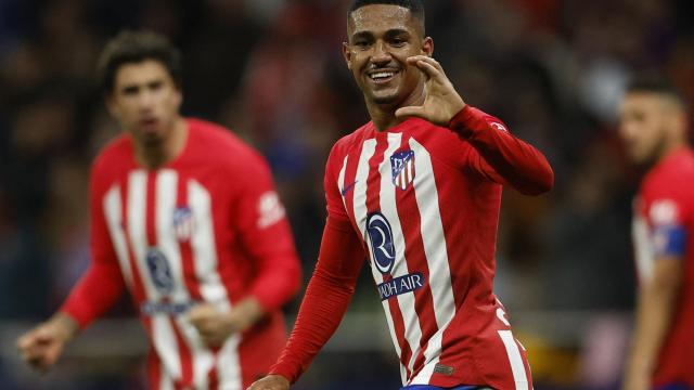 Samu Lino celebra en el partido ante el Athletic.