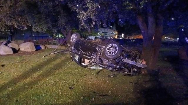 Estado en el que ha quedado el turismo tras volcar