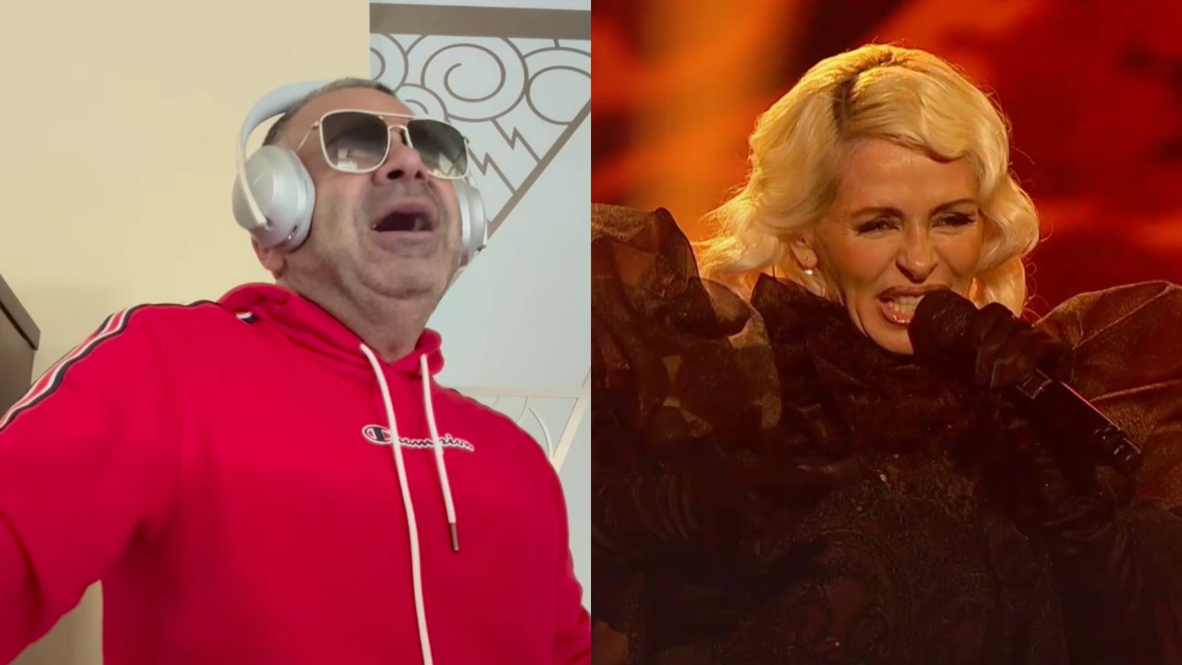 Jorge Javier Vázquez cantando 'Zorra' en Instagram y Nebulossa cantando en el Benidorm Fest.