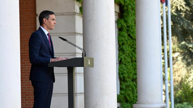 Pedro Sánchez durante su comparecencia.