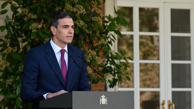 Pedro Sánchez durante su comparecencia.