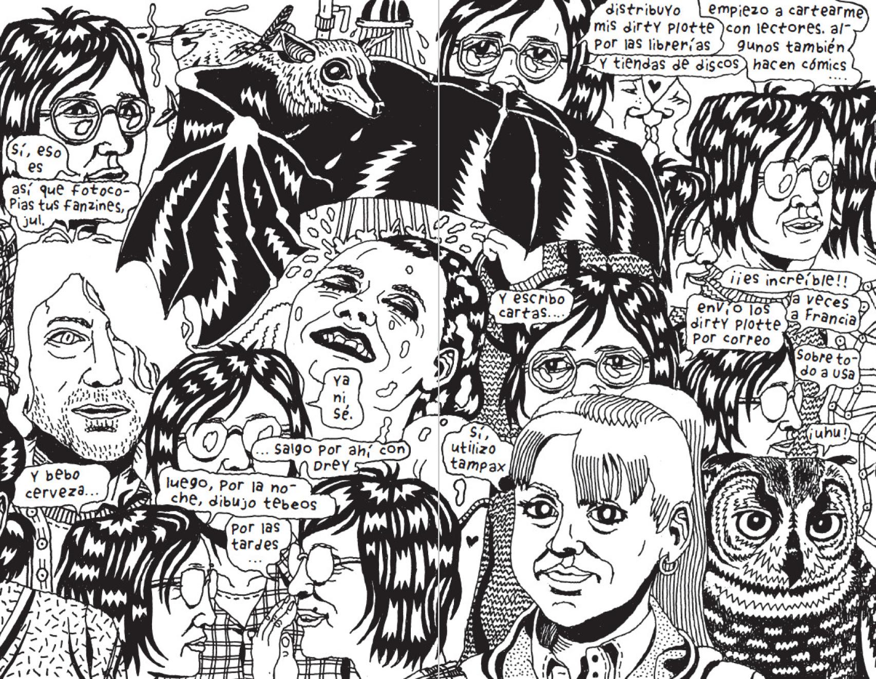 Doble página de 'El río', de Julie Doucet (Fulgencio Pimentel, 2024)