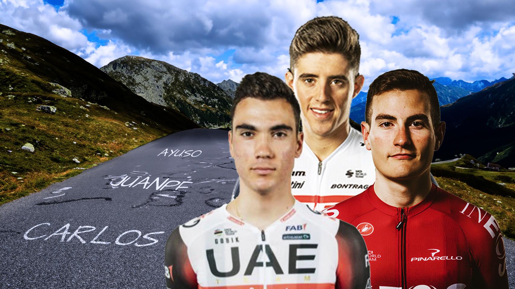 Juan Ayuso, Juanpe López y Carlos Rodríguez, en un fotomontaje