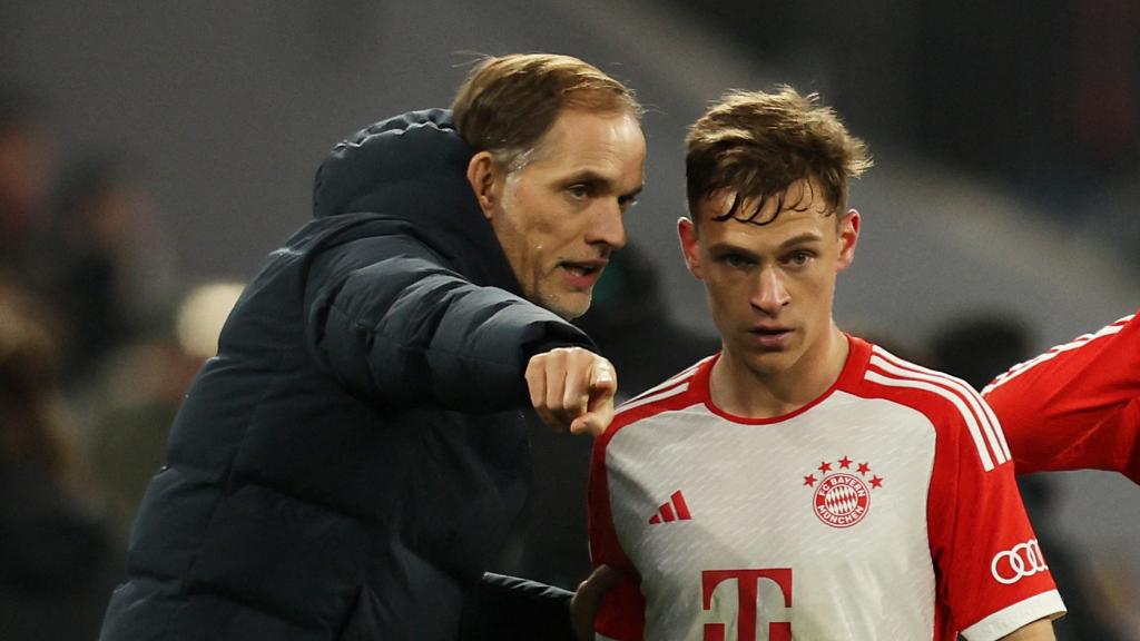 Thomas Tuchel con Kimmich en un partido del Bayern Múnich