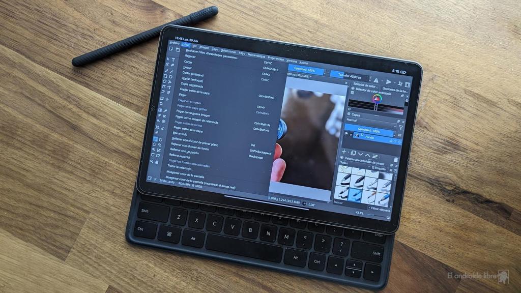 App Krita abierta en una tablet Android