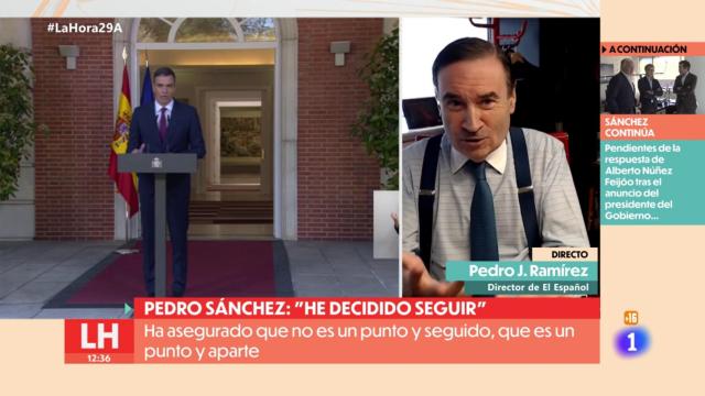 Pedro J. Ramírez este lunes en La Hora de la 1 tras la decisión de Pedro Sánchez.