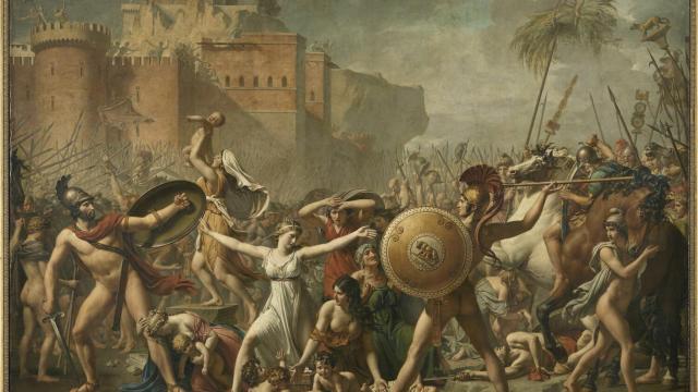 El rapto de las sabinas representado por Jaques-Louis David en 1799.