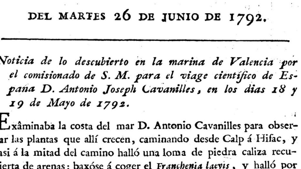 Publicación de Cavanilles.