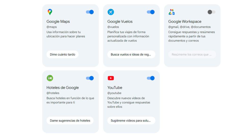 Las extensiones de Gemini en España