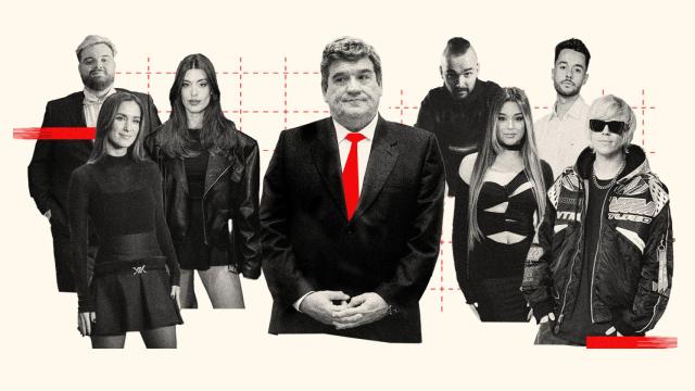 El ministro José Luis Escrivá y varios 'influencers', en una ilustración de EL ESPAÑOL.