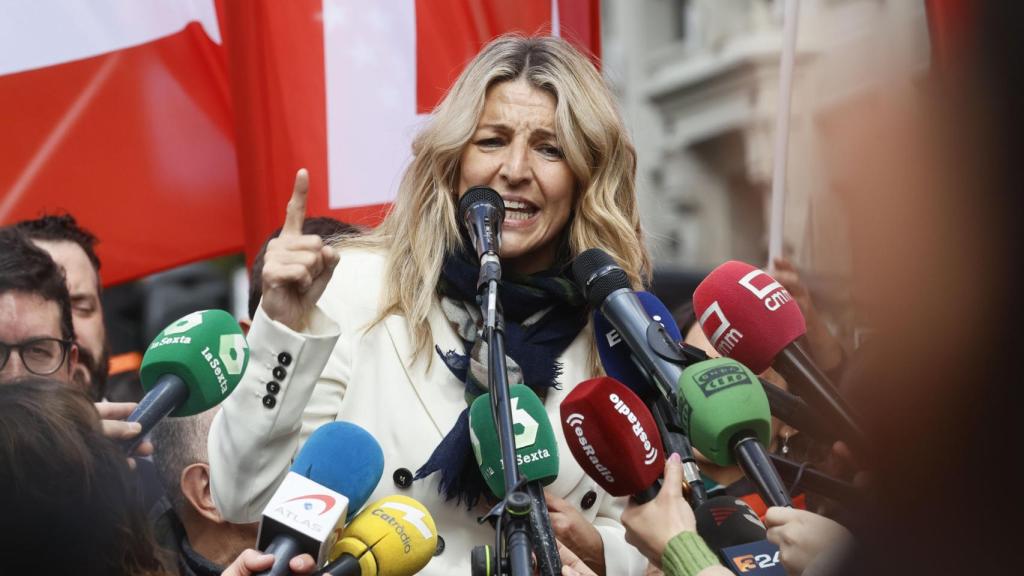 La vicepresidenta segunda y ministra de Trabajo, Yolanda Díaz, durante la manifestación del Primero de mayo.
