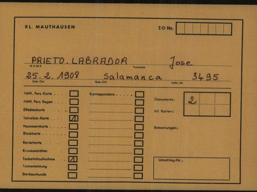 Ficha de Mauthausen de uno de los salmantinos