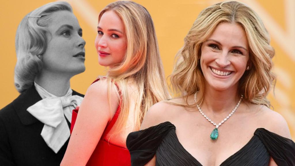 Grace Kelly, Jennifer Lawrence y Julia Roberts en diferentes ediciones del Festival de Cannes.