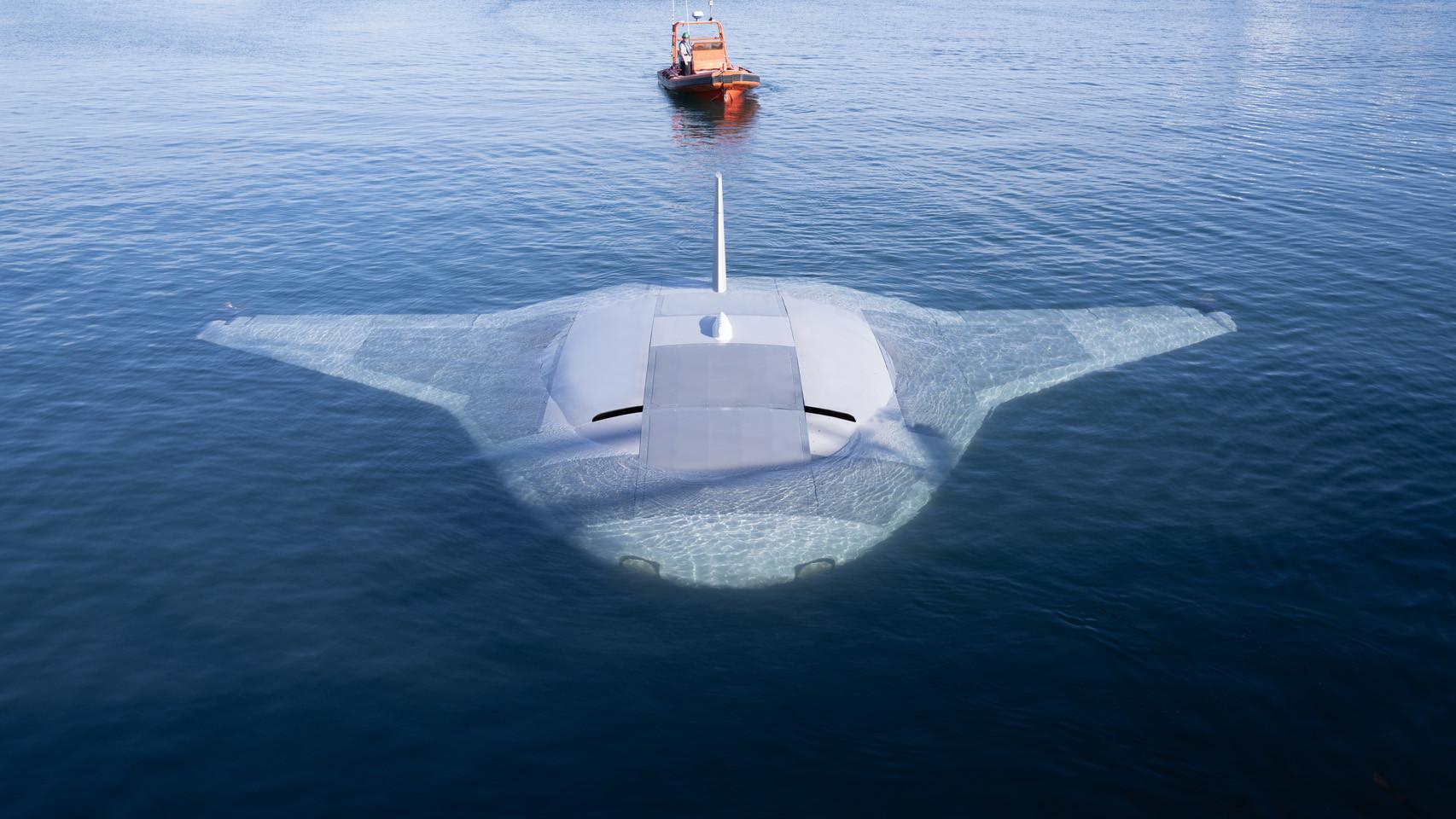 Manta Ray desplegado en el agua.