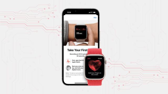 Fotomontaje con un iPhone y un Apple Watch.
