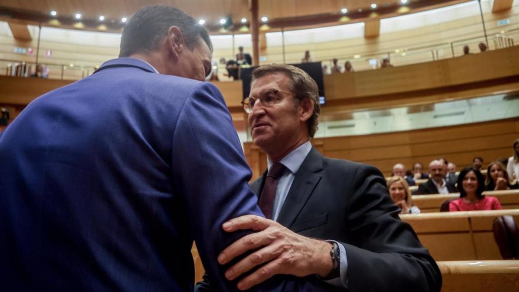 Sánchez y Feijóo, en un encuentro en el Senado.