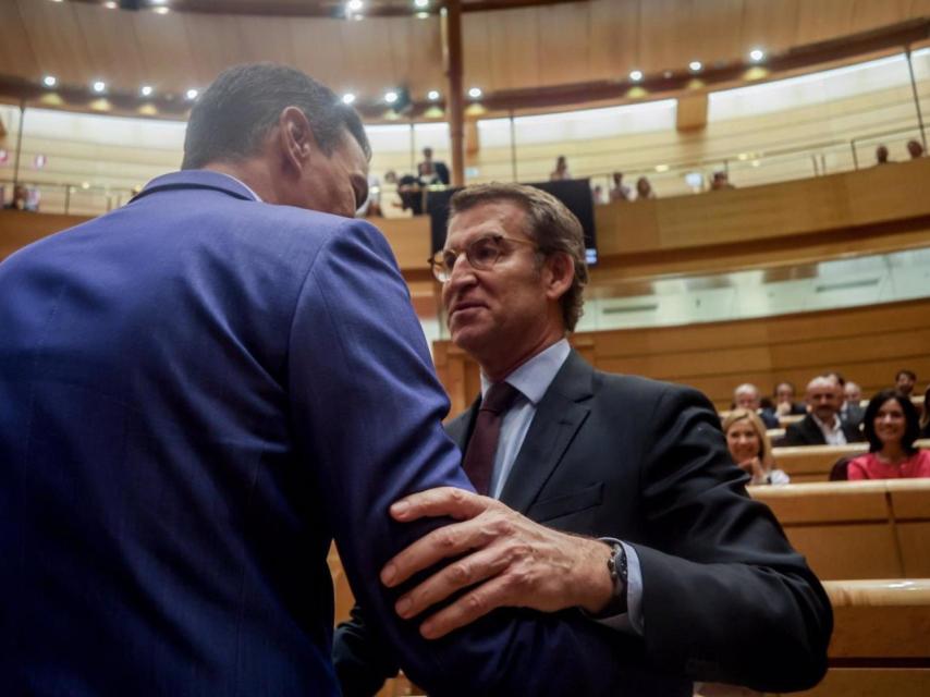 Sánchez y Feijóo, en un encuentro en el Senado.