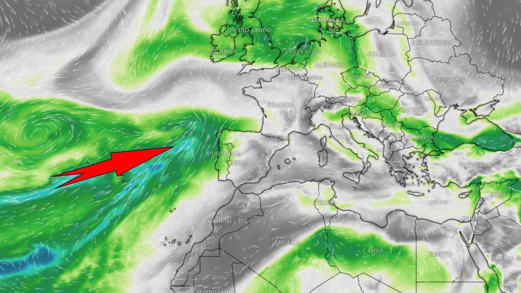 El último frente del temporal llega el viernes. Meteored.