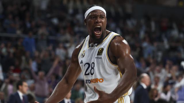 Yabusele celebra una victoria frente a Baskonia.
