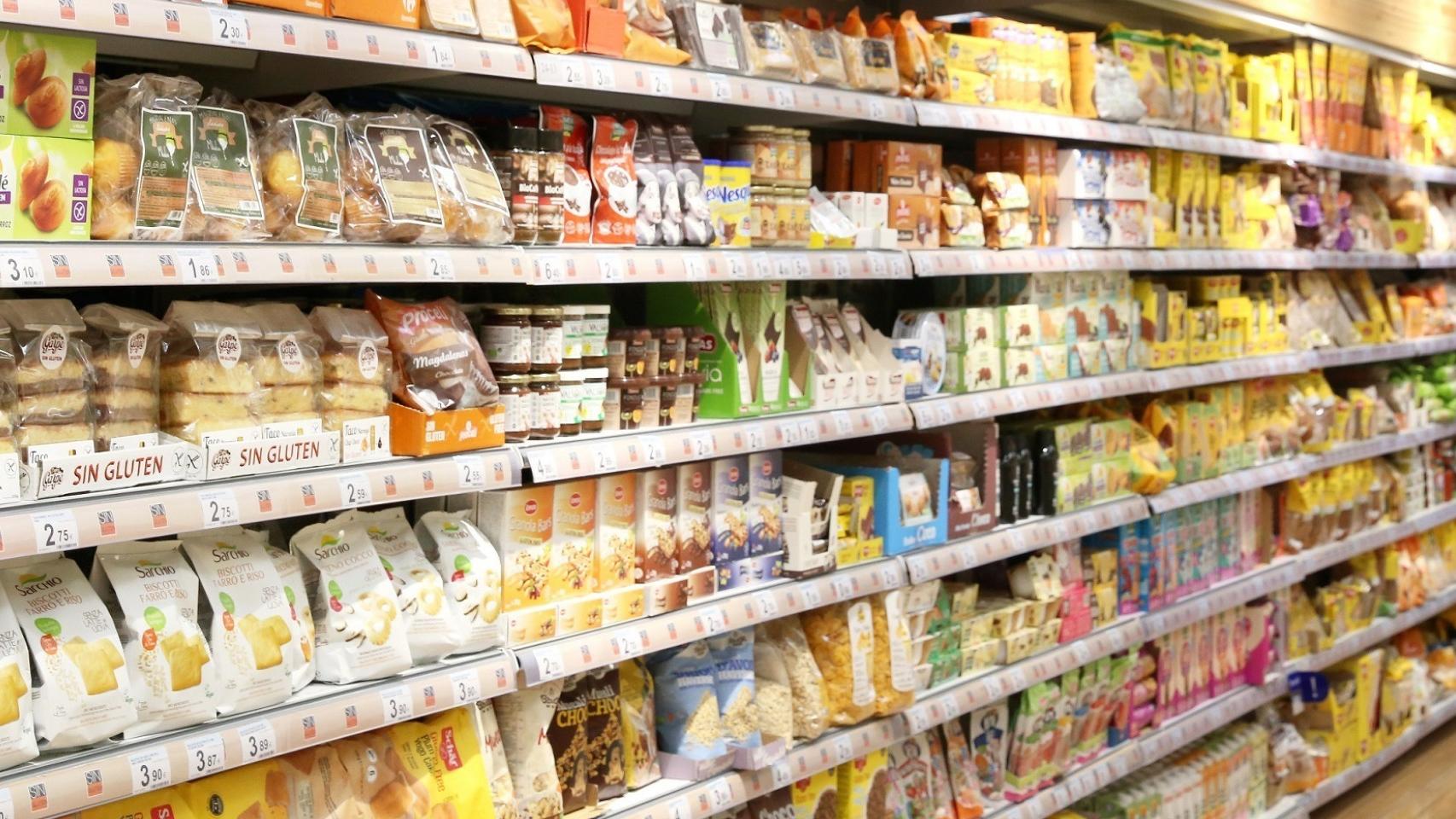 Cereales en el supermercado.