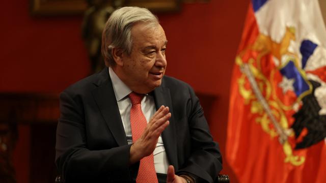 António Guterres, secretario general de las Naciones Unidas, durante su visita a Chile.