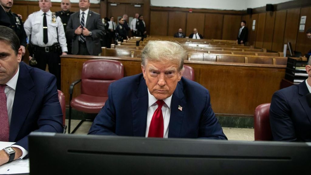 Donald Trump, durante el juicio por el 'Caso del dinero del silencio'.
