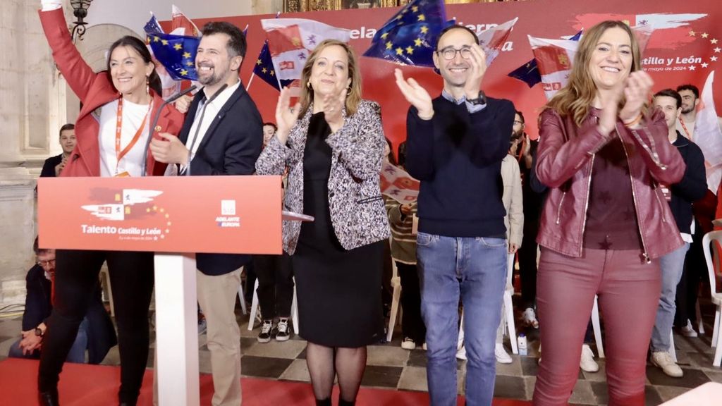 El secretario general del PSCyL, Luis Tudanca, la eurodiputada Iratxe García y el presidente del Principado de Asturias, Adrián Barbón, clausuran la tercera Escuela de Gobierno del PSCyL