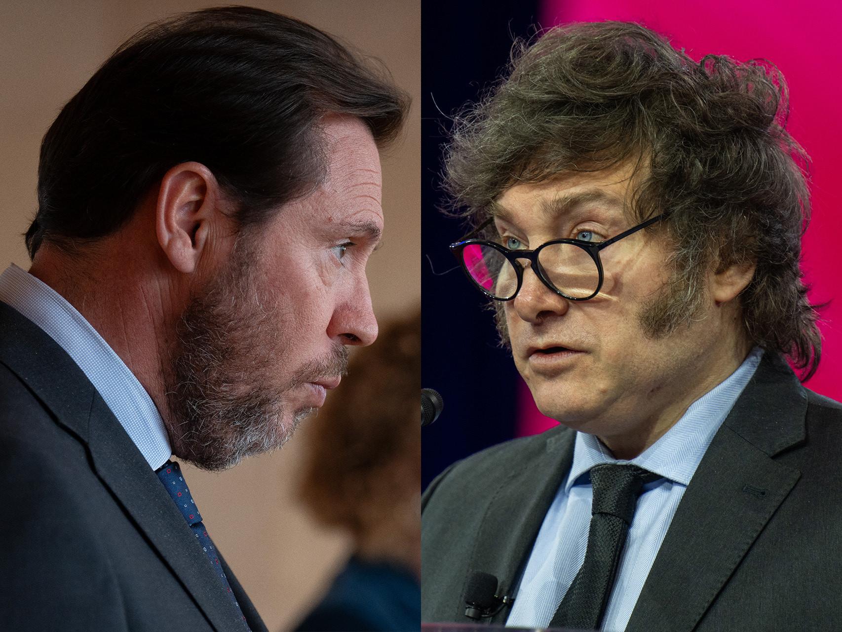El ministro español Óscar Puente y el presidente argentino Javier Milei
