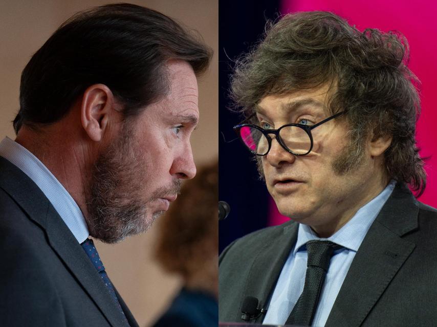 El ministro español Óscar Puente y el presidente argentino Javier Milei