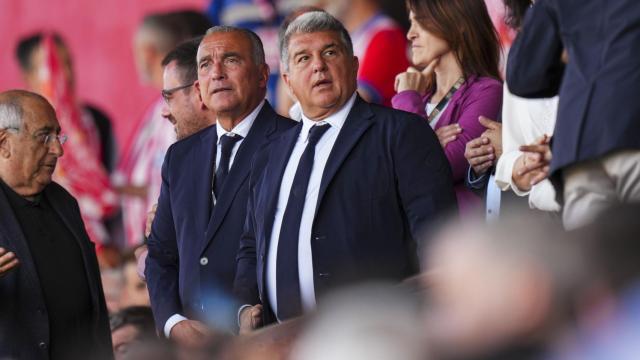 Joan Laporta, en el palco del Girona.