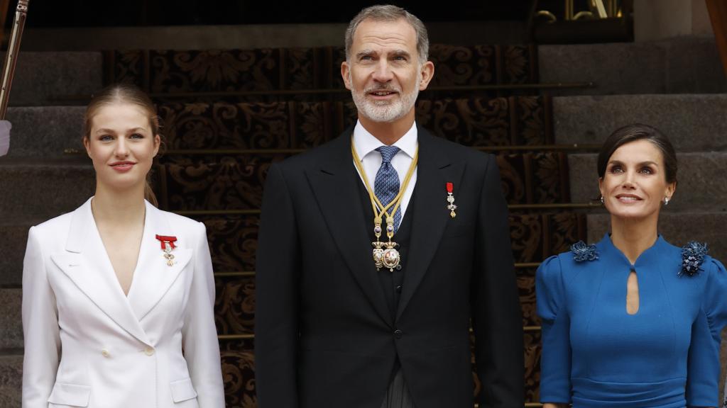 Felipe, Letizia y Leonor el 31 de octubre de 2023.