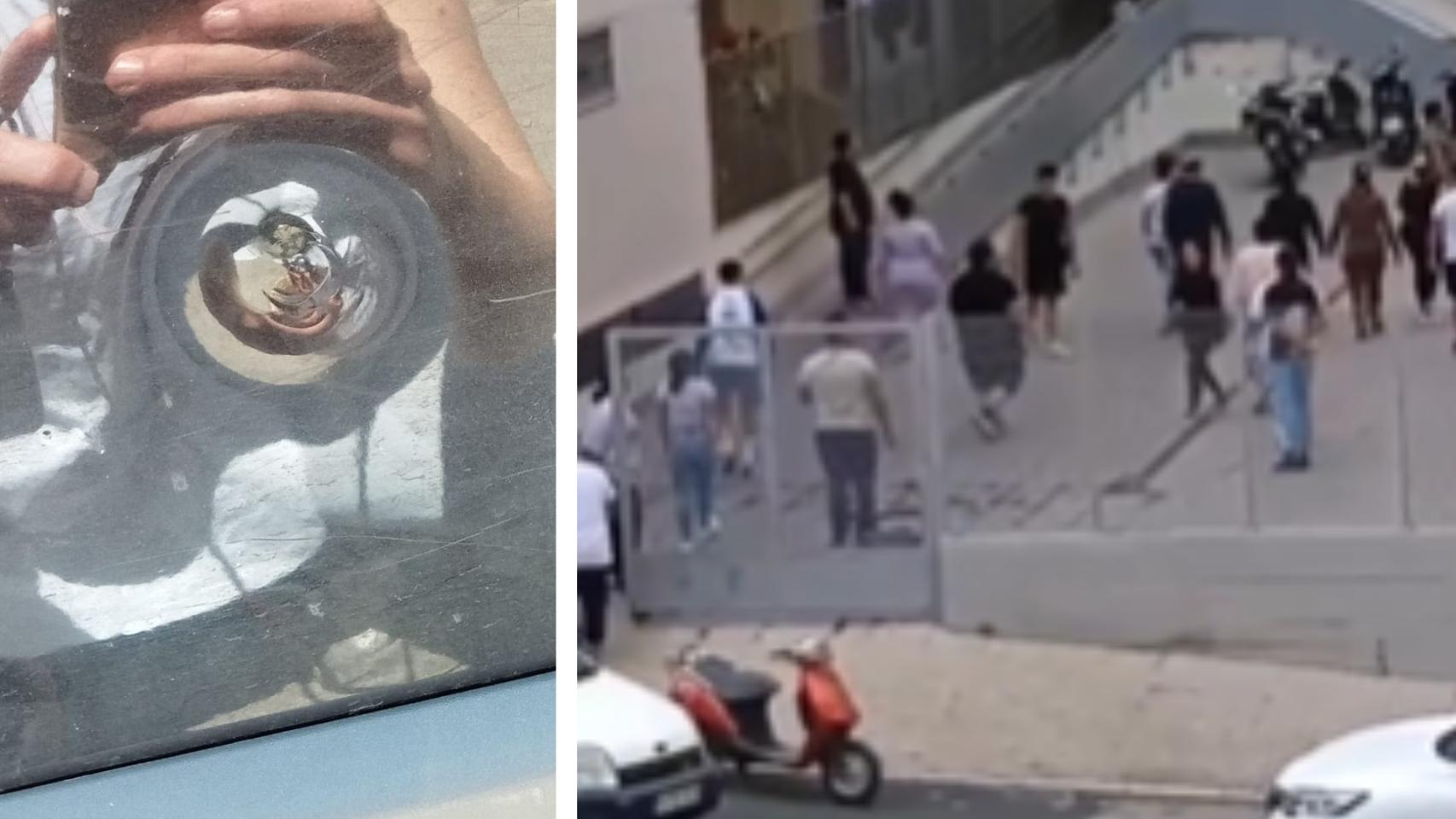 Así ha quedado el coche (i) y una imagen del suceso (d).
