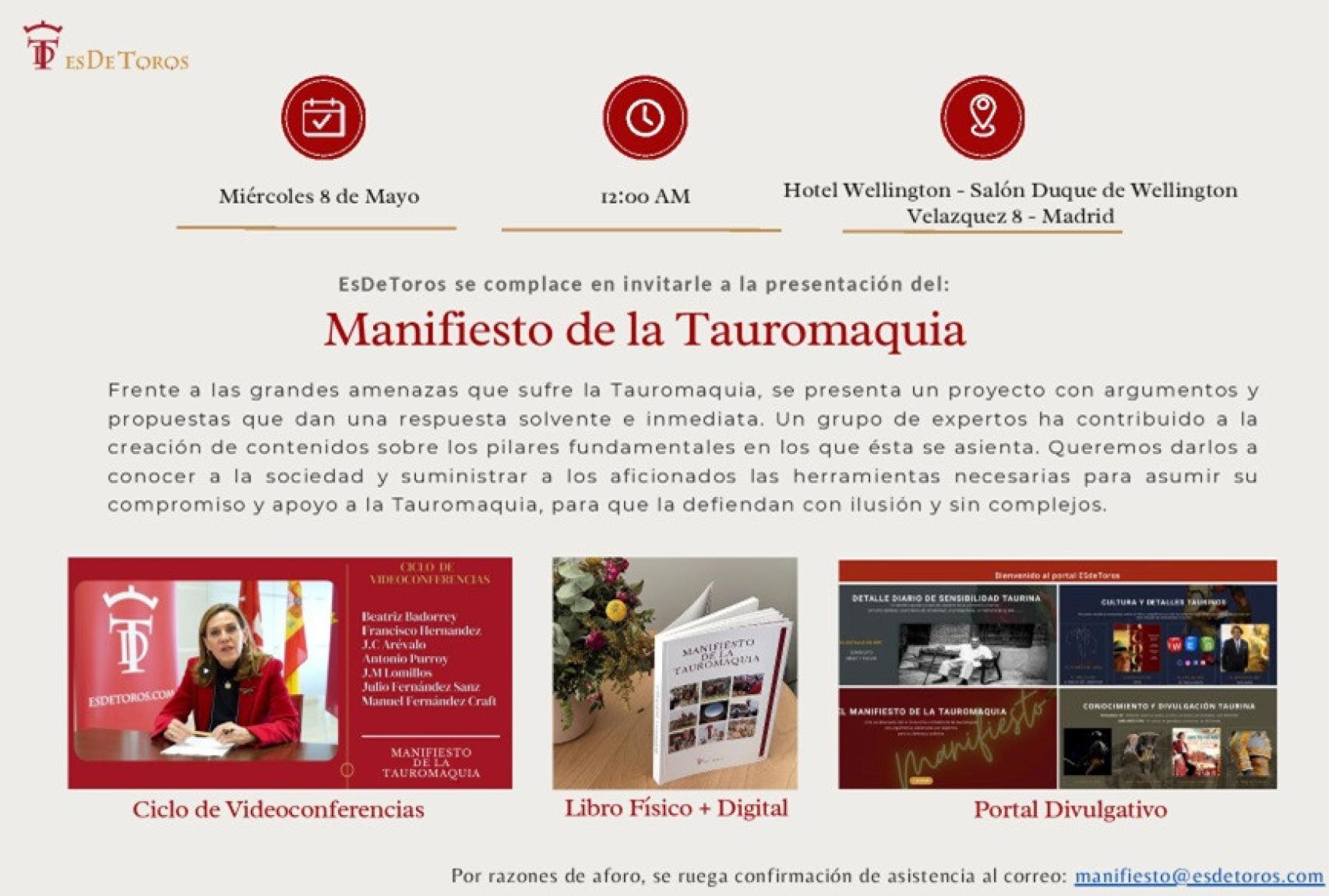 Invitación donde se indica la presentación del acto