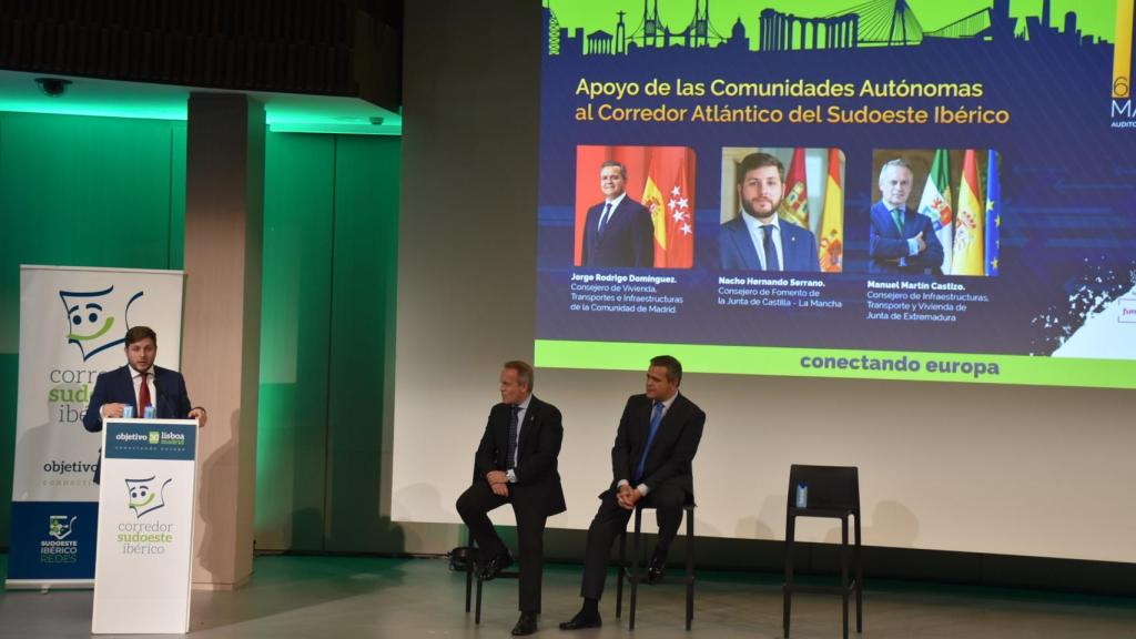 Hernando en el VIII Foro del Corredor Atlántico el Sudoeste Ibérico. Foto: JCCM.
