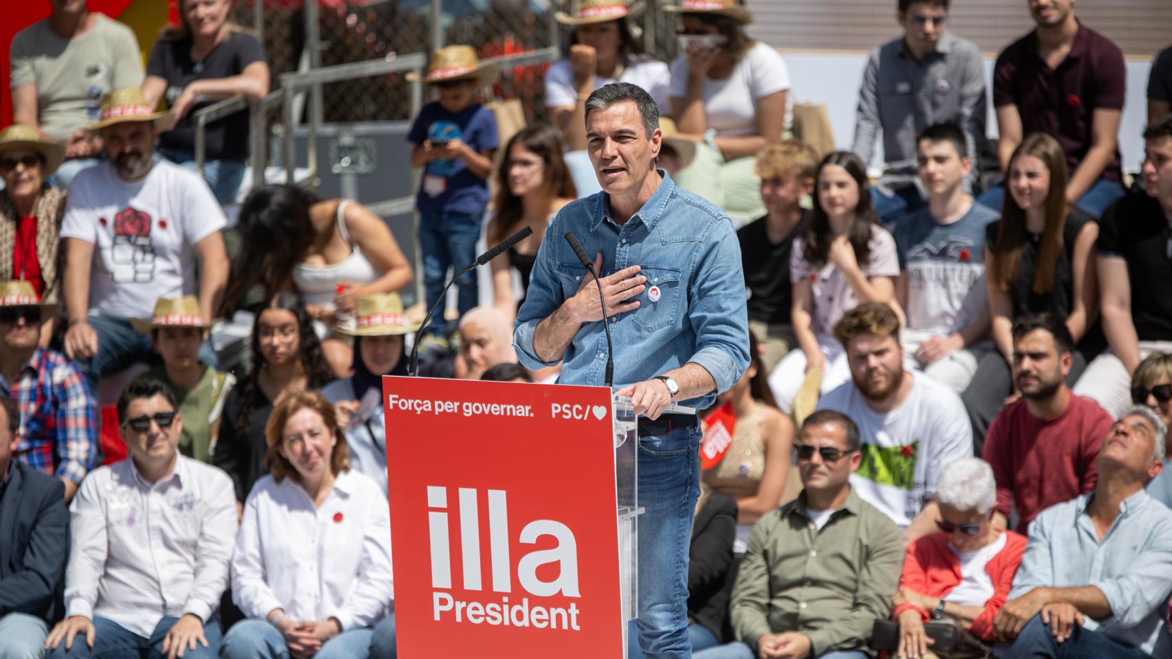 Pedro Sánchez este sábado en un mitin del PSC en Barcelona.