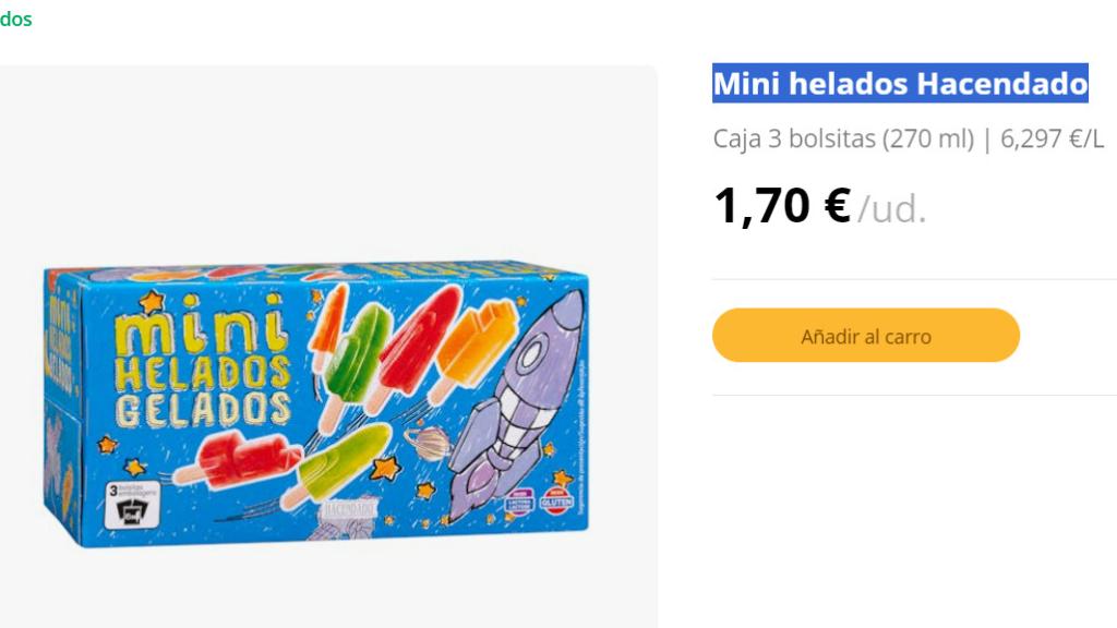 Mini helados Hacendado.