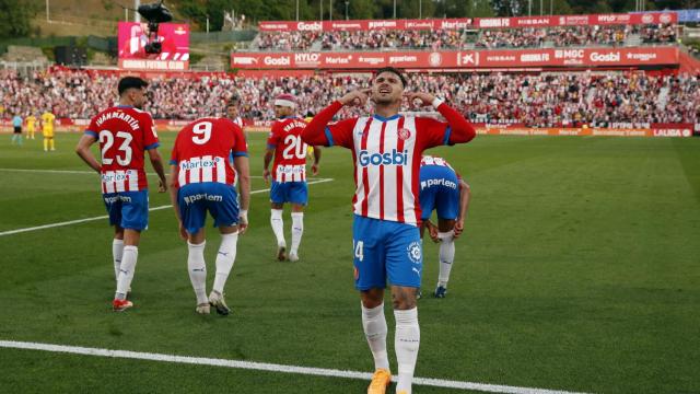 Portu celebrando un gol con el Girona ante el FC Barcelona