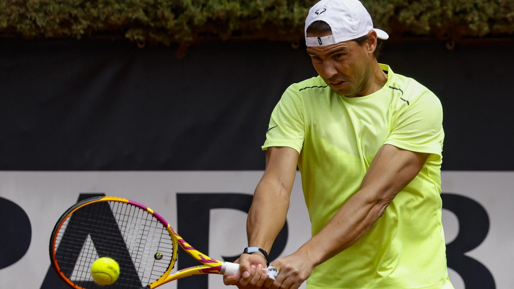 Rafa Nadal entrenándose en Roma