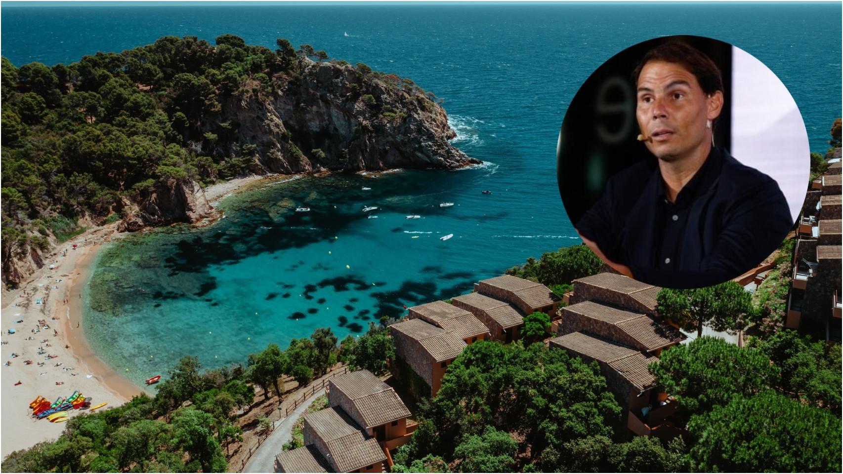 El tenista Rafa Nadal y el hotel que abrirá el próximo mes de junio.