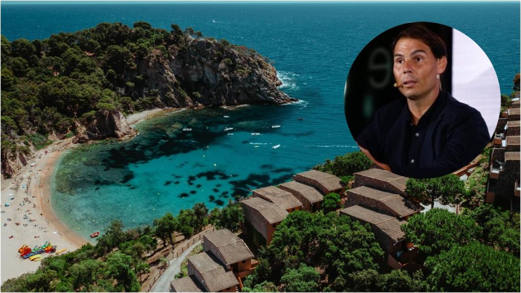 El tenista Rafa Nadal y el hotel que abrirá el próximo mes de junio.