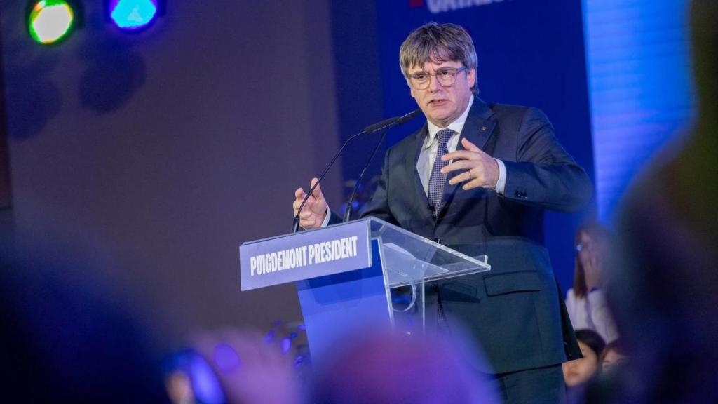 Carles Puigdemont en un mitin en Argelès-sur-Mer (Francia).