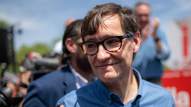 E líder del PSC y candidato a las elecciones catalanas, Salvador Illa, durante un mitin en Montmeló, Barcelona, el pasado 4 de mayo.