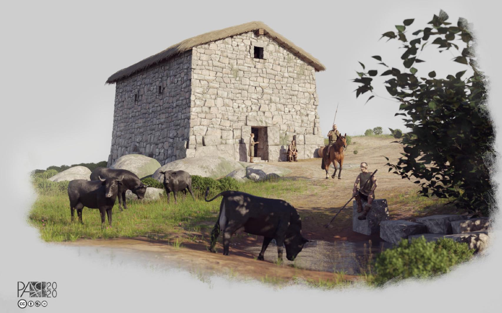 Reconstrucción idealizada en 3D del torreón de Castro Ulaca.