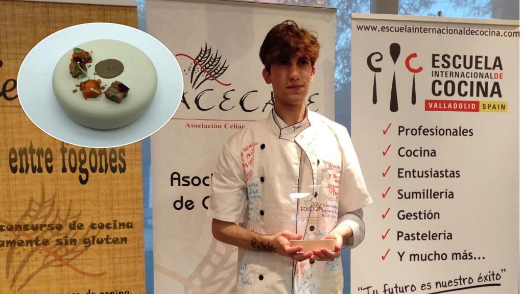 Javier Fortes sostiene el premio del concurso Celichef 2024