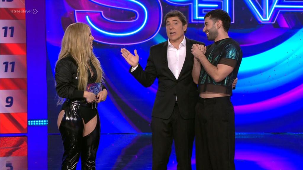 Julia Medina, Manel Fuentes y Fran Coem en 'Tu cara me suena'.