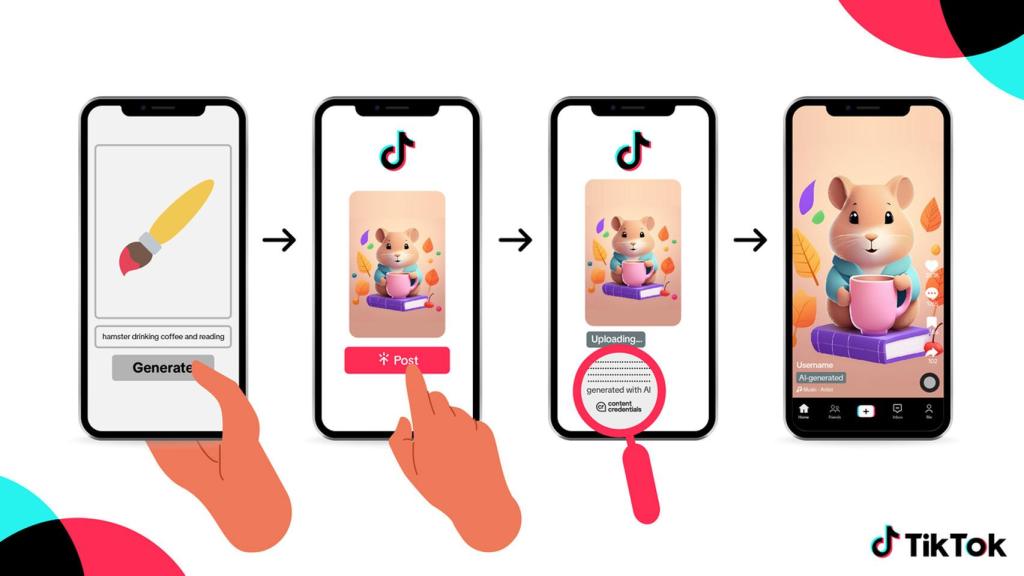 Ilustración del etiquetado de IA de TikTok.