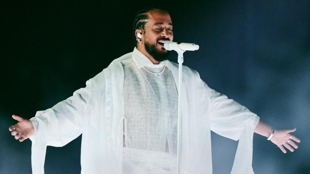 Slimane en el segundo ensayo de 'Mon amour' en el Malmö Arena de Eurovisión 2024.