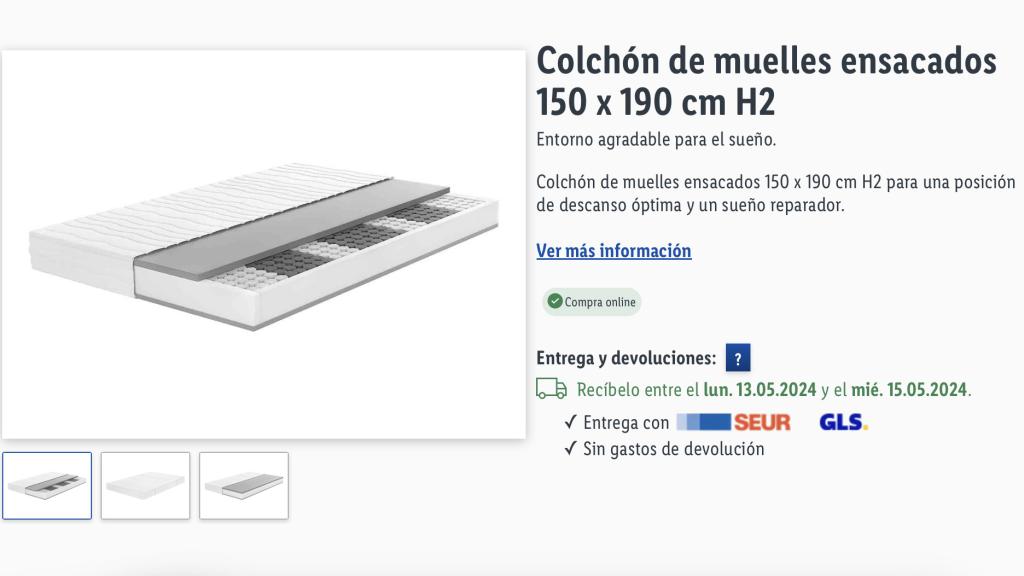 Colchón de muelles ensacados.
