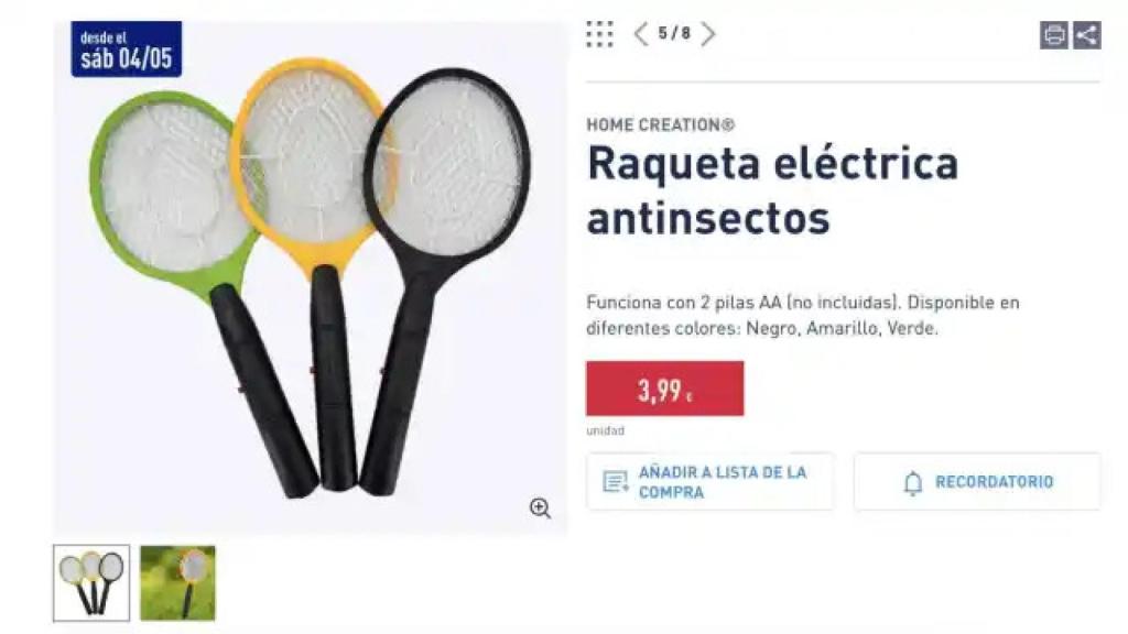 Raqueta eléctrica de Aldi.