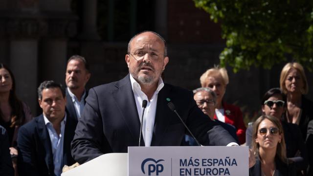 El presidente del PP de Cataluña, Alejandro Fernández, durante un acto del partido